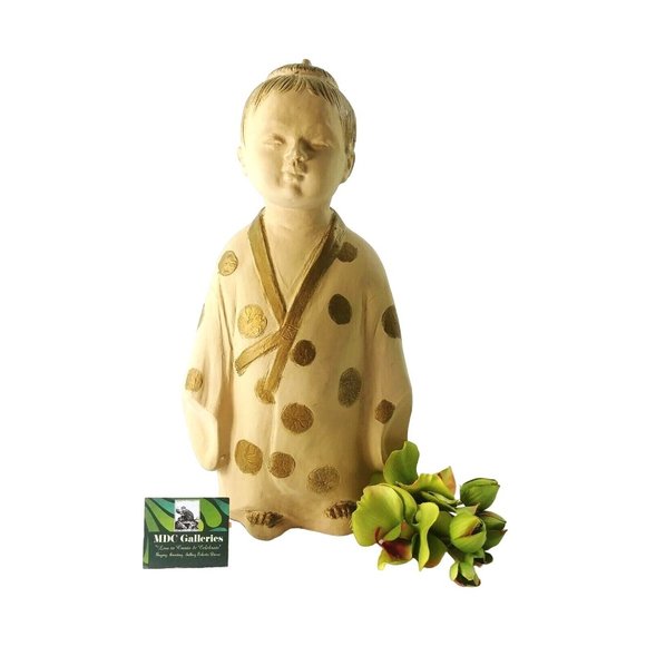 Japanese Asian Male Figurine Sculpture Dressed in Kimono 12" - Picture 2 of 8